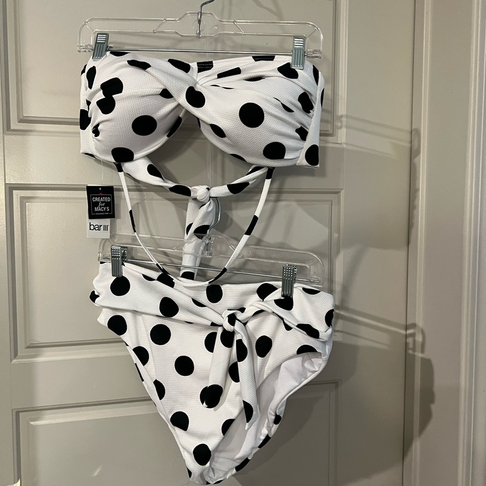 Bar III Black and White Polka Dot Bikini
